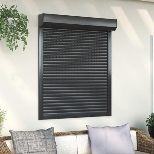 ShGaxin Rollladen Aluminium, Aussenrolladen, Schrank Rollo, Außenrollo, Sonnenschutzrollo Außen, 100 x 120 cm Anthrazit