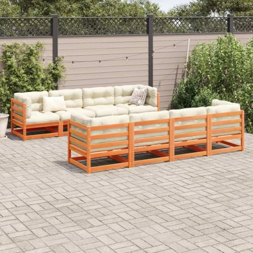 Gecheer 9-TLG.Garten-Sofagarnitur mit Kissen Garten-Sofa-Set Lounge-Set Gartenmöbel Gartenlounge Gartengarnitur inkl. 4 x Ecksofa 4 x Mittelsofa 1 x Fußhocker 12 x Rückenkissen 8 x Sitzkissen