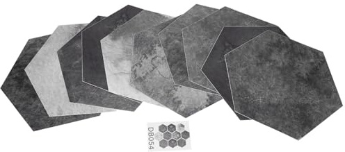 Lot de 10 Autocollants de Sol Hexagonaux, Carreaux de Sol à DéColler et à Coller, Imperméables, Autocollants Muraux Gris Antidérapants pour Escaliers, Papier Peint en Planches