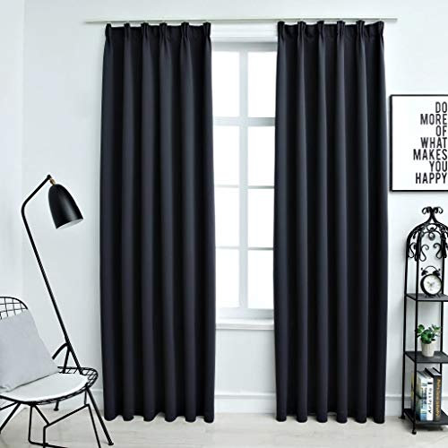CIADAZ Verdunkelungsvorhänge mit Haken 2 Stk. Anthrazit 140x245cm, Gardinen Wohnzimmer, Vorhänge Wohnzimmer, Thermovorhang, Verdunkelungsvorhang, Wärmeschutzvorhang