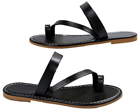 Damen Zehenring Sandalen Sale Frauen Flache Zehentrenner Sandaletten Flip Flops Pantoffeln Leder Sandale Strand Outdoorsandalen Sommer Wandersandale Atmungsaktive Sandals Freizeit Römersandalen