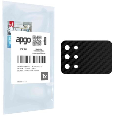 apgo Objektivschutz-Folie, Kameraschutz kompatibel mit OnePlus 8T Cyberpunk 2077, Carbon-Imitation, Rückseite Schutzfolie für Kamera-Insel, Hinten Folie, Kratzfest, schwarz