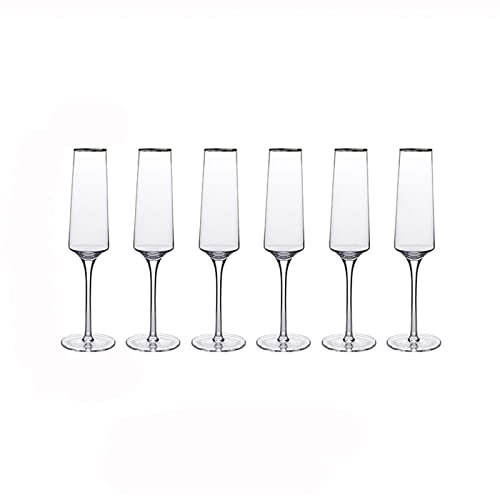 Flute Champagne Bicchieri da champagne in vetro cristallo da 6 pezzi Set di flute da champagne di alto lusso for la casa Bicchieri da champagne da 200 ml ideali for bar di casa, occasioni speciali Bic