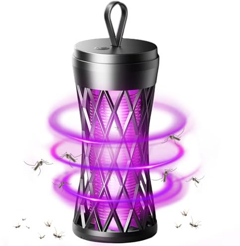 Lampada Antizanzare,Ricaricabile-Nero,3000v Uv Lampada Antizanzare Elettrico Trappola,Antizanzare Elettrico Portatile,Lampada Repellente Per Zanzare a Led 2 in 1,per Giardino Interno Esterno