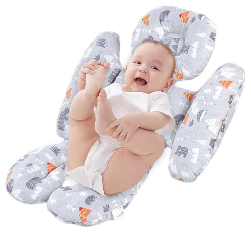 Generisch Kopf- und Körperstützkissen für Kinderwagen, Kinderwageneinsatz - Kisseneinlage für Kinderwagen,Kinderwagen-Kisseneinsatz aus Baumwollstoff für Babywiegen, Kinderwagen und Autositze