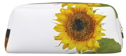 ASPOIJHN Bloom Sunflower vielseitiges Leder-Federmäppchen, stilvolle Aufbewahrungstasche für Schule, Büro, Schreibwaren, Kosmetiktasche, Münzen, Organizer, gold, Einheitsgröße, Krawattenetui