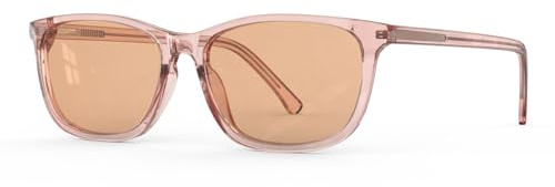Bloomoak Rose Tinted migränglasögon, FL-Flex ljuskänslighet lättande glasögon för fluorescerande LED-bländning, fotofobi, ansträngda ögon, Utomhus – 70% – rosa (rosa ram) – uv skydd, S