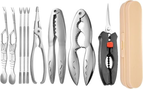 haohang Seafood Tools 9-piece Stainless Steel Seafood Tool Set, Professional Tools For Eating Various Seafood, Crab Lobster Tongs And Picking Tools, Crab Tongs