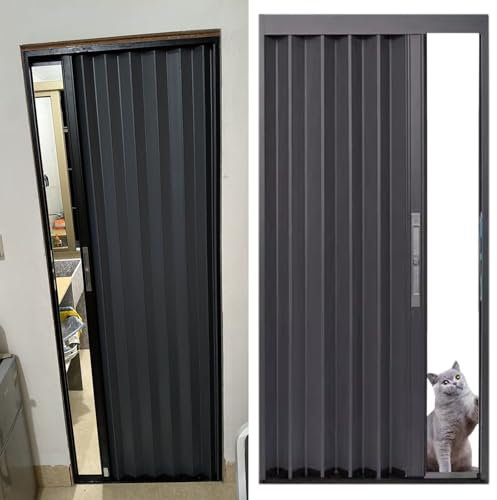 Porta scorrevole, porta soffietto da interno Porta A Soffietto Esterna Con Serratura E Chiave, Porte Scorrevoli Pieghevoli In Alluminio Per Porte, Garage, Capannoni, Fienili, Pollai E Casette Da Gioco