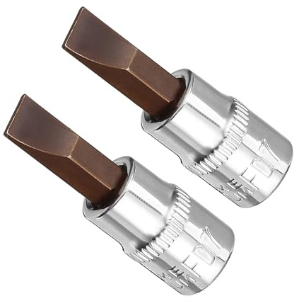 CoCud Douille embout fendu FD7 7 mm 1/4 entraînement acier S2 CR-V douille chocs pour embouts tournevis tête plate - (Applications : serrage vis mécaniques), 2Pcs