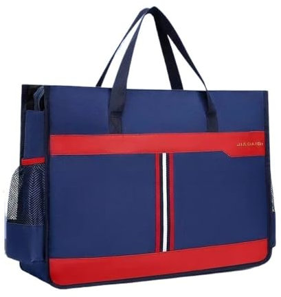 ZKALQECNF Dokumentenmappe Einfache Mode A3 Tasche Große Datei Mäppchen A3 Ordner Dokument Organizer Tragbare Lagerung Taschen for Frauen Dokumententaschen(Blue)
