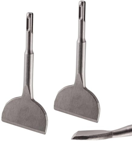 Rennie Tool Company 2 Pack SDS Plus Bent Tile Chisel, 75mm Wide x 165mm Long, Alloy Steel, SDS Chisel Bit for Ceramics, Floor Tiles, Masonry & Concrete