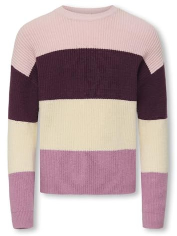 ONLY Kogsandy L/S randig tröja KNT Noos, mauve wine, 158-164