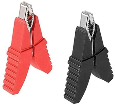 Crocodile Clips, 2 PCS Crocodile Clips Electrical 12V, Alligator Clips Electrical, Butterfly Type Insulative Full Protective Alligator Clips Electric Test Clips for Cars Trucks Ships (Red and Black)