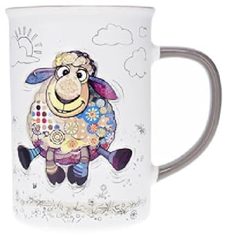 KIUB Grand mug avec des animaux - motif mouton qui court - matière porcelaine fine - contenance 360ML