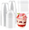 XIAQICA 50pcs Coppette Gelato 360ml Bicchierini Finger Food Plastica Trasparenti Ciotoline Monoporzione con Coperchio e Cucchiaio per Gelato, Budino, Mousse, Tè al Latte