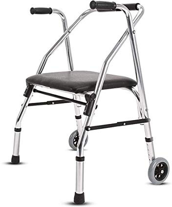 Gehgestell mit Rädern, zusammenklappbar, Verstellbarer Sitz, Mobilitätshilfe, zusammenklappbarer Aluminium-Rollator mit 6-Zoll-Rädern