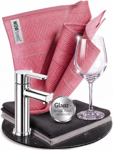 Wowtowelz Streifenfreier Glanz in Sekunden - Mikrofasertücher für Küche, Fenster, Bad, Glas & Auto - Fenstertuch Streifenfrei, Poliertücher, Putzlappen (3er Set - 40x40 cm)