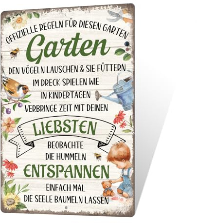 Putuo Decor Metallschild Gartenregeln – Offizielle Regeln für diesen Garten – Liebevolle Gartendeko mit Sprüchen