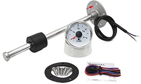 Medidor de combustible con retroiluminación de 8 colores, indicador de nivel de aceite de 52 mm y sensor de nivel de combustible de 0-190 ohmios, 100-500 mm, para barco, coche (sensor de calibre x 1