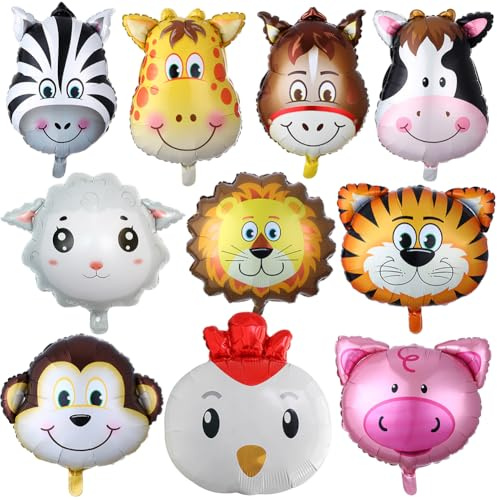 Farm Animal Balloons, Farm Birthday Decorations, Donkey, Sheep, Pig, Chicken, Tiger, Lion, Monkey, Zebra, Giraffe, Cow, Helium Balloons Animal Making Kit, Farm Birthday Baby Shower Decorations