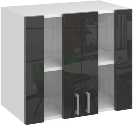 roe furniture Küchenhängeschrank G80 2DS1 – Küchenoberschrank mit 2 Türen & 2 Regalfächern – Wandschrank für Küche, 80×60×31,6 cm – Hängeschrank aus Holzwerkstoff, melaminbeschichtet, Wandmontage