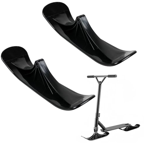 Aoreun Trineo de Patinete, 2 Piezas Kit de Conversión de Patinete de Esquí, Kit de Trineo de Esquí con Trineo de Nieve, Accesorio para Scooter de Nieve y Tabla de Patín de Esquí