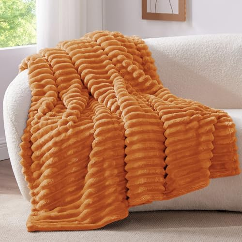 BEDELITE Kuscheldecke Flauschig Deko Decke für Couch, Orange, 150x200