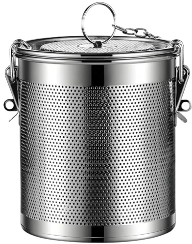Seasoning Strainer, Stainless Steel Spice Filter, Cooking Spice Filter, Mesh Design Tea Ball Strainer Soup Seasonings Seperation Basket Filter with Chain Hook for Home Restaurant (0.86L)