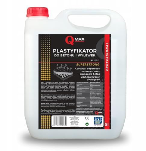 QMAR Beton Plastifizierer 5 L – plastifizierender Zusatz für Estriche und Fußbodenheizungen, frostbeständiges Baukonzentrat, erhöht die Festigkeit und reduziert den Wasserverbrauch
