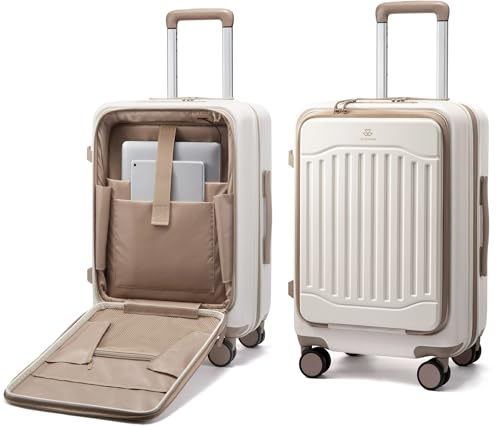LOVEVOOK Carry On Luggage 22x14x9 Airline Approved, Expandable Hard Shell Suitcase with Spinner Wheels, USB Charging Port & Front Pocket, PC Hardside Rolling Luggage with TSA Lock for Travel