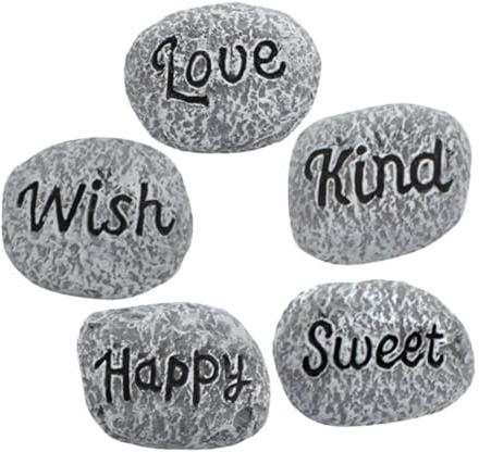 DECHOUS 5pcs Multi-function Flowerpot Pebbles Natural Polished Stones for Aquarium and Garden Decoration Delicate Resin Rocks for Fish Tanks Succulents Potted Plants and Home Landscaping