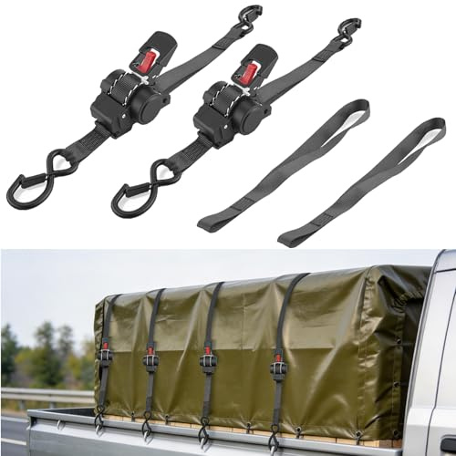Correas de Trinquete para Automóvil 2 Piezas, 3,5 m x 25 mm, 680 kg, Set de Correas de Amarre con Gancho en S, 2 Hebillas para Camiones, Automóviles, Remolques, Motocicletas, Barcos, Bicicletas