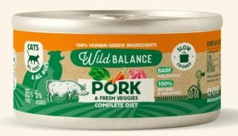 Wild Balance | Premium Wet Cat Food | Barf & Chef's Recipes | (6x120Gr, Pork)