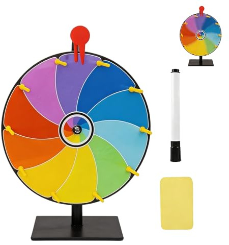 Glücksrad, 30cm Glücksrad Zum Drehen Mit Ständer, 10 Slots Glücksrads Zum Selbstgestalten Mit Marker Und Radiergummi,Tischglücksrad,Roulette-Spinner Des Glücks Für Promotion,Event Und Feier,Wortspiele