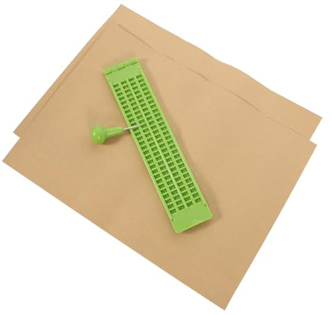 GAROZATION Kit Scrittura Braille Lavagna 27 Righe e 30 Quadrati, Penna Stilo e 2 Fogli, per Apprendimento di Non Vedenti