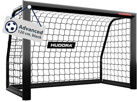 HUDORA Fußballtor Advanced – Outdoor Fußballtor mit robustem Stahlrahmen und wetterfestem Netz – schneller Aufbau Dank klick-System – stabiles Tor für Kinder, Jugendliche & Erwachsene – schwarz
