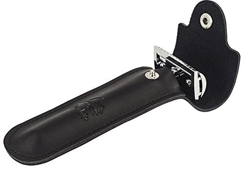 Leather case razor protection travel case for leather safety razor's double edge safety case cover with felt lining made of riverlake.
