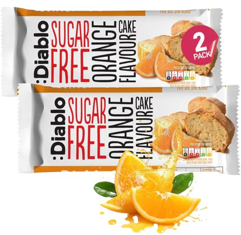 Diablo Sugar Free Cake Orange Flavour – Healthy Snacks Sweet Treat, Cakes and Desserts for All, Ideal for Snack Time, Tea & Party Treat, Halal & Kosher Approved – 200g (Pack of 2)