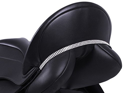 QHP Sattel Jewel Sattelschmuck Madelon mit Strass zum Aufpeppen Ihres Sattels Pimp Ihre Sattel (Warmblut, Schwarz/Silber)