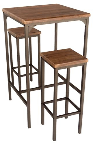 YELLOO - Set tavolo alto da bar con sgabello bar per uso interno, Ilot Central Cucina, tavolo da cucina piccolo spazio per intrattenere gli ospiti (Viareggio, 1 tavolo + 2 sgabelli)