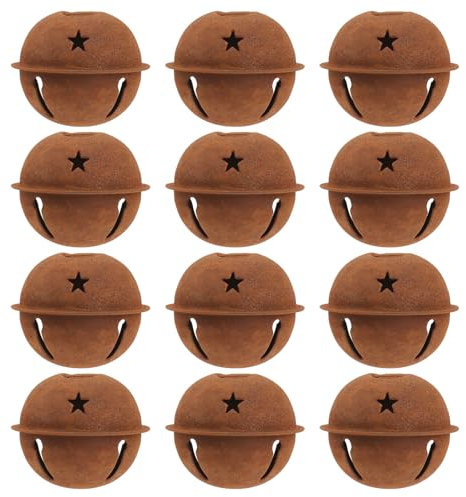 Supvox 12 stücke Rusty Metal Bells Weihnachten Jingle Bells mit Stern Ausschnitte für Weihnachten Urlaub Handwerk Dekorationen (40mm)