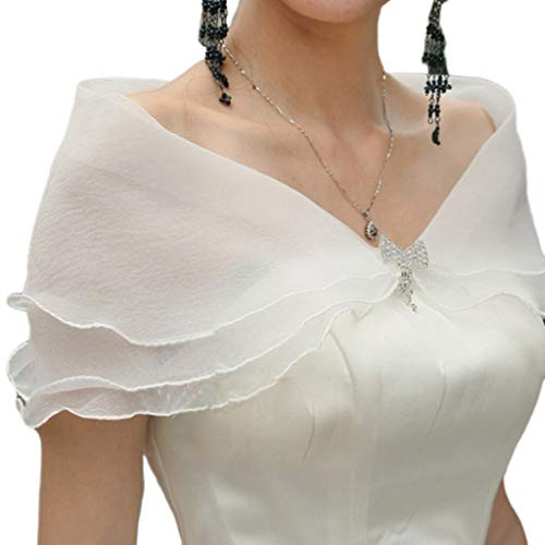 Gwxevce Novia Capas Volantes Bolero Rhinestone Bowknot Fiesta de graduación Boda Chal Encogimiento de Hombros Blanco