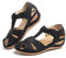 Hitmars Sandales Femme Été Chaussons Plage Piscine Casual Sandales Faux Cuir Intérieur Loafers Vintage Antidéparant D-Noir 40