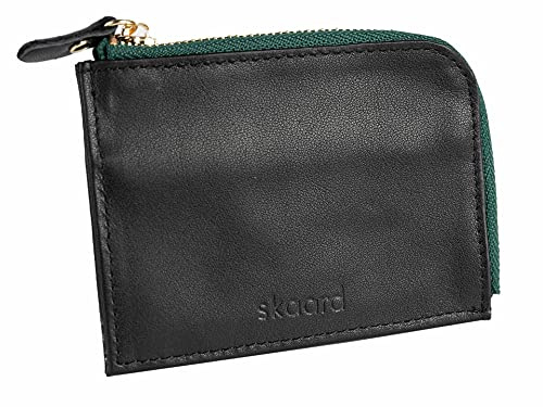 skaard Kleine Damen Geldbörse aus Leder, Schwarz/Grün mit RFID-Schutz