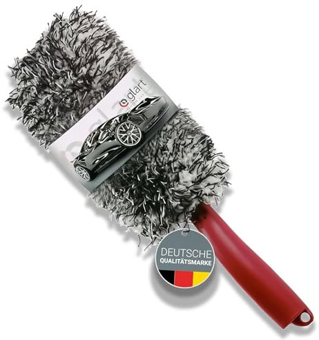 Glart 44FB2 Premium Microfiber Car Rim Brush with Removable Cover for Expensive Rims - Car Care for Alloy Rims, Use Before Tire Shine. From Rim Bed to Spokes.
