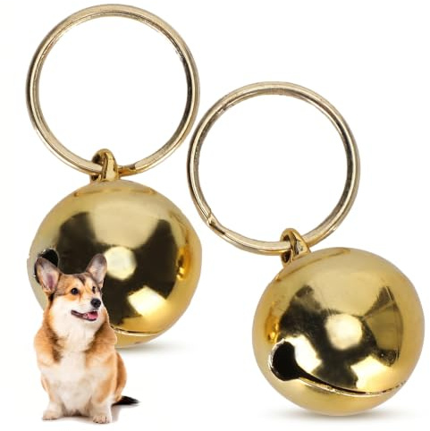 2 Stück rostfreie Kupferglocken, extra laut, für Katzen und Hunde, tragbares Glöckchen für Halsband, zum Schutz von Vögeln und Wildtieren (Gold)