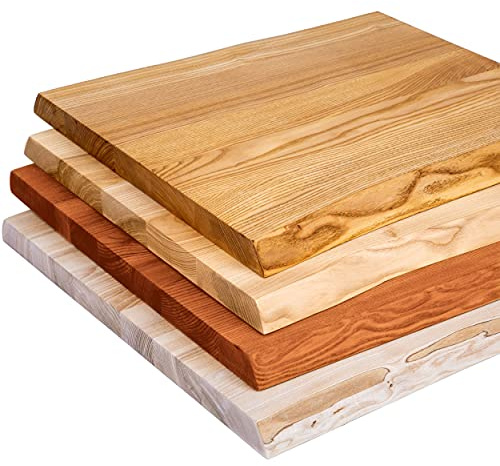 LAMO Manufaktur LHB-01-A-003-50 - Placa de Madera para Mesa de café, Mesa Auxiliar, Tablero de Madera Maciza, Borde del árbol, 50 x 50 cm, rústico