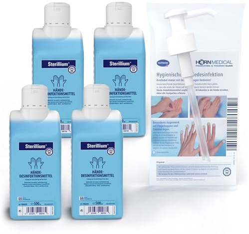 Sterillium Handdesinfektionsmittel SETs inkl. Dosierpumpe beseitigt Bakterien zu 99,9% (4x 500ml)