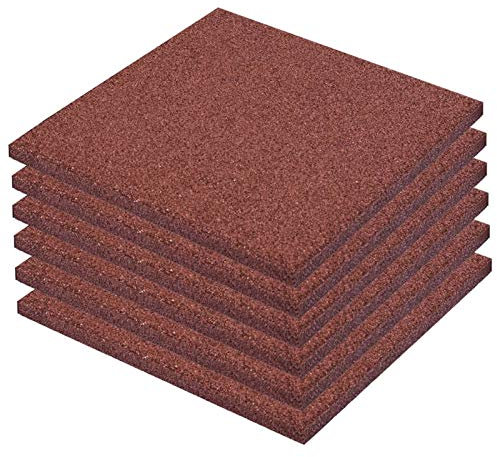 Tidyard 6 STK. Fallschutzfliese Fallschutzmatte Spielplatz Sicherheit Gummiplatte Spielplatzmatte Sicherheitsmatte Gummi 50 x 50 x 3 cm Rot
